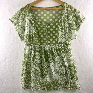 Vintage Apt 9 Womens Sheer Mesh Empire Waist Top Sz S Y2K Retro 70s Paisley Boho